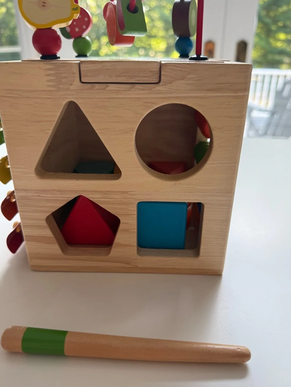 HELLOWOOD Wooden Activity Cube, 8-in-1 Montessori Baby toy